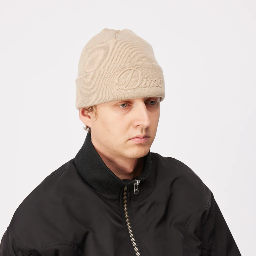 Dime - Cursive Fold Beanie Tan - Image 3